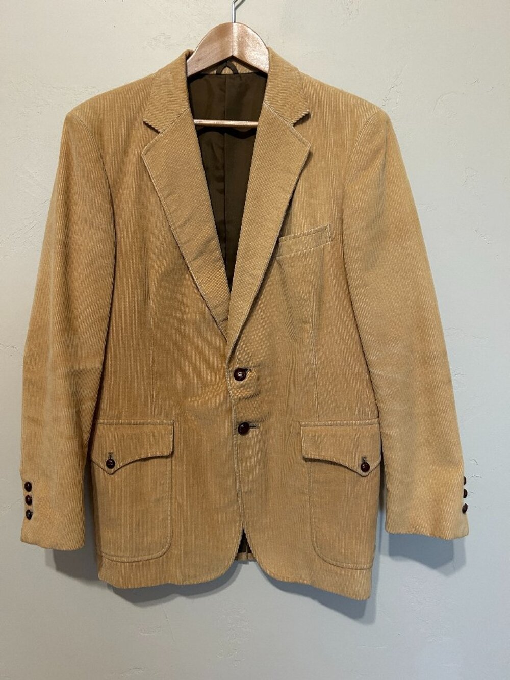 Vintage Sears Roebuck Corduroy Blazer Jacket Men Tan Beige Western Sport Coat